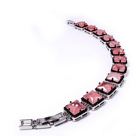 Ювелирное украшение браслет German Silver c редким камнем Топаз Параиба цвет Розовый