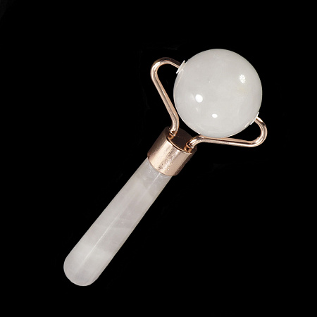 Роликовый массажер из натур камня Розовый кварц - шарик для лица 10,5см