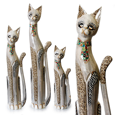 Статуэтки из дерева Набор Кошек 3 в 1 HOK5-9348-100 100см 80см 60см Оберег Удача в дом