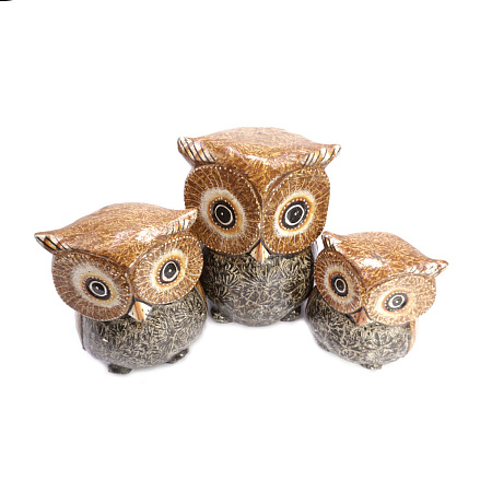 Статуэтка Три совы HOK-OW-14 дерево албезия 25см-20см 15см символ благополучия и процветания в семье