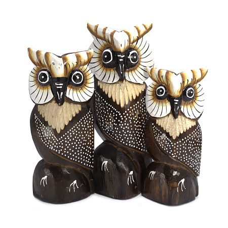 Статуэтки из дерева Набор 3 Совы GAL-S5 h-20см h-17см h-15см