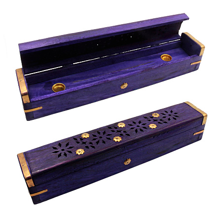 Подставка под благовония С НАРЕКАНИЯМИ Пенал Фиолетовый из дерева Шишам 30cм-6cм-5.5cм HM-CB-54U
