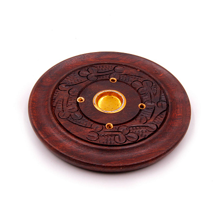 Подставка под благовония Тарелочка из дерева с резьбой 10см HM-CH-09C