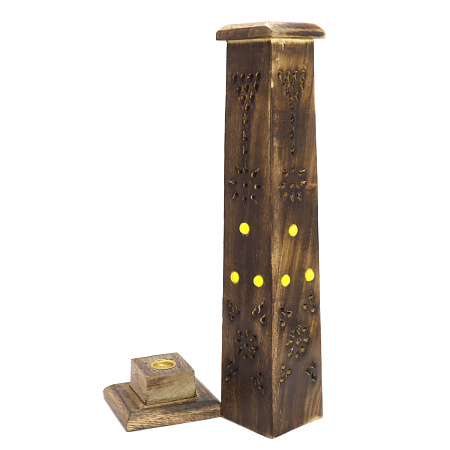 Подставка Башня HM-IT-09 под благовония деревo резное 31cм-7,5cм