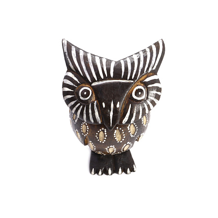 Статуэтка Сова дерево албезия символ процветания через мудрость 11см  