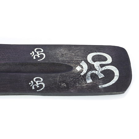 Подставка под благовония Лыжа ОМ уп 10шт 25см черные, белый рисунок, дерево 25см