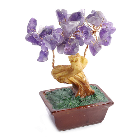 Дерево счастья с камнями Аметист - символ любви, верности и счастья между влюбленными 9см