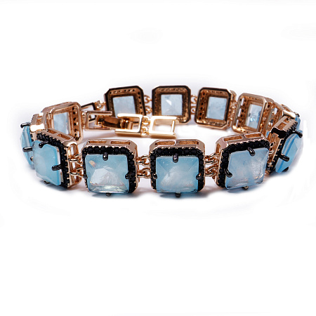 Ювелирное украшение браслет German Gold c редким камнем Голубой Топаз Параиба 