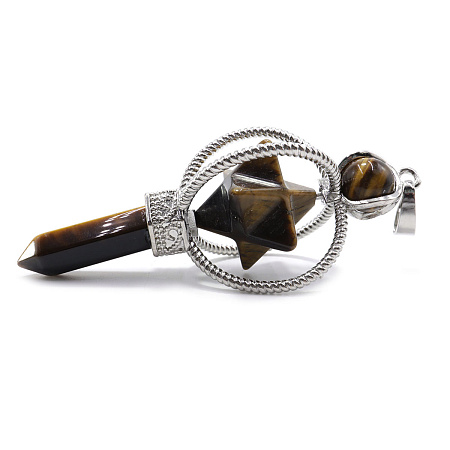 Кулон-маятник Меркаба из камня Тигровый глаз для гадания 7см 