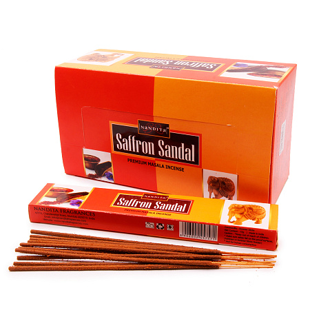 Благовония Nandita Saffron Sandal 15gm 12уп Масала Красный Сандал и Шафран