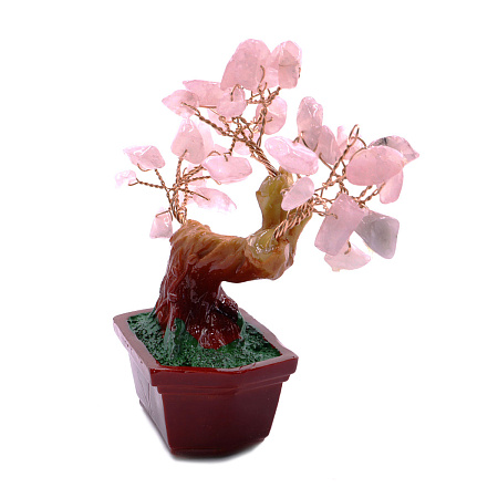 Дерево счастья с камнями Розовый кварц - символ любви, счастья и радости 9см