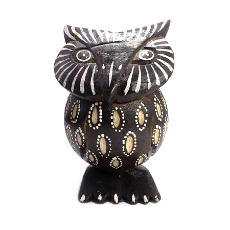 Статуэтка Сова дерево албезия символ процветания через мудрость 13см  