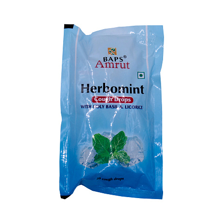 Леденцы от кашля Cough Drops Herbomint Гербоминт с Тулси и Солодкой 20шт