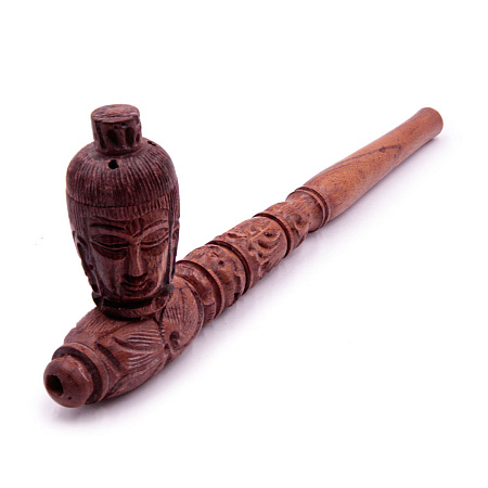 Трубка  курительная НЕКОНДИЦИЯ N9 BUDHA резное дерево 25см
