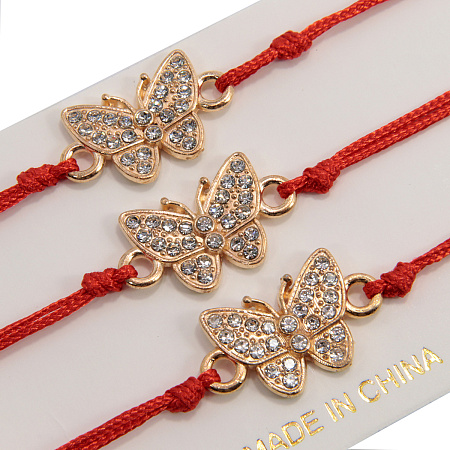 Браслет Красная нить с Бабочкой символ привлекательности и магнетизма Gold and Silver уп 3шт