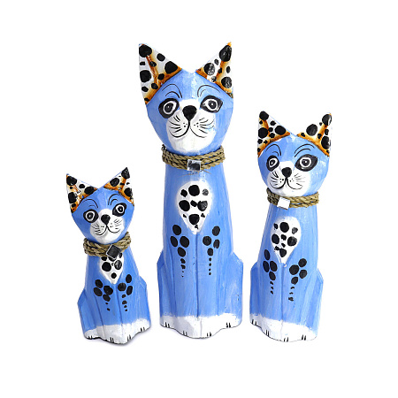 Статуэтки из дерева Набор Кошек 3 в 1 HOK-K25-11 25см 20см 15cм Оберег Удача в дом