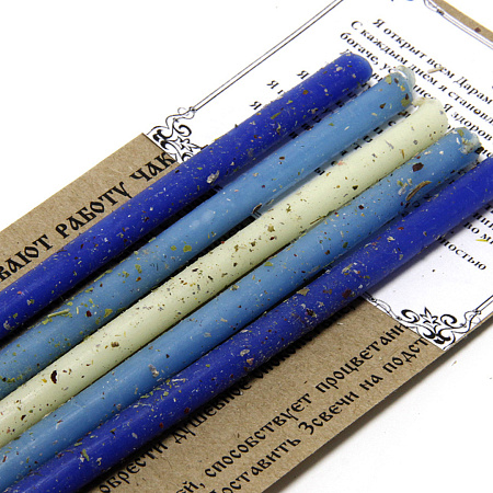 Свеча воск Для йоги и медитации Тимьян, Мята, Мелисса, Амарант и Шалфей. 1час 16см уп 5шт 