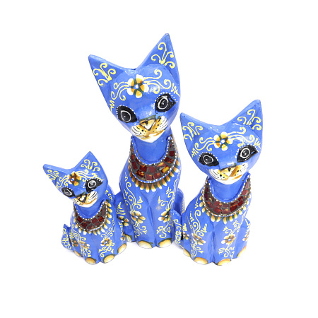 Статуэтки из дерева Набор Кошек 3 в 1 HOK-K25-09E 25см 20см 15cм Оберег Удача в дом