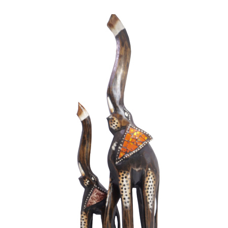 Фигурка из дерева Пара Слонов хобот вверх - добрая удача дерево Албезия 50cm 