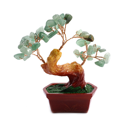 Дерево счастья с камнями Нефрит - символ карьерного роста, усеха и процветания 9см