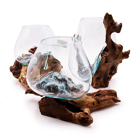 Ваза на корне стекло Хрупкое МИКС символ процветания в доме 13см-15см