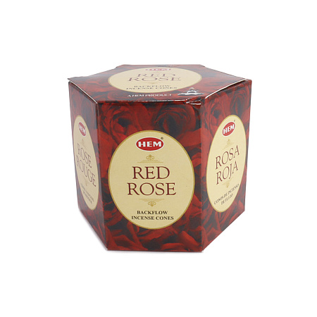 Благовония пуля HEM Back Flow Red Rose Красная Роза стелющийся дым конусы 40шт