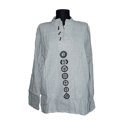 Курта рубашка AE-03 Семь Чакр легкий хлопок Индия в 1 размере h-70см плечи 50см грудь 55см *2