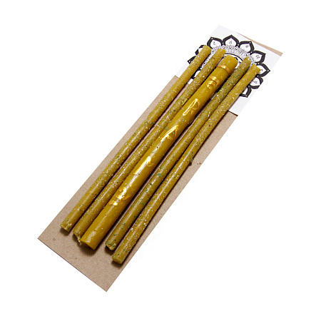 Набор свечей с травами Манипура Чакра Открытие денежного канала Корица мелиса базилик 17см