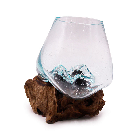 Ваза на корне Уценка стекло украшение интерьера Хрупкое Симол процветания в доме 12см