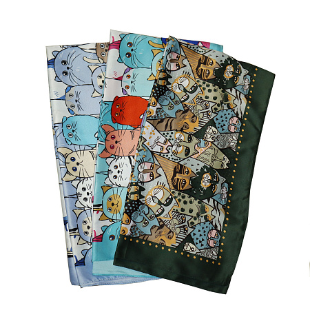 Платок из шелка 90см-90см Абстрактные котики