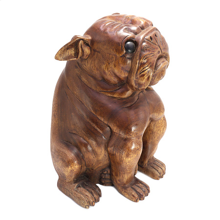 Сувенир из дерева Собака Бульдог символ любви дружбы и защиты 30см