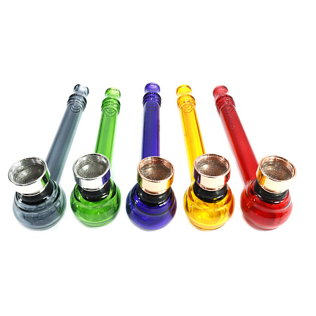 Трубка Классика прозрачное стекло 12см с металлической чашечкой и сеточкой