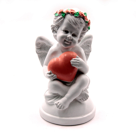 Фигурка Ангелочек с сердечком  дарует защиту семейных отношений 14,5см-8см 416гр ХРУПКОЕ