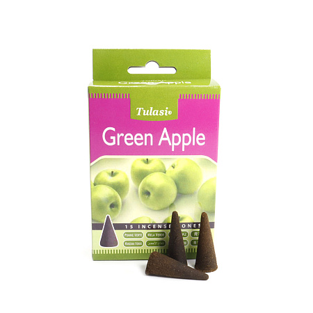 Благовония конусы Sarathi Cones Green apple зеленое яблоко уп-12шт