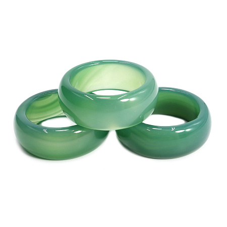 Кольцо из камня гладкое уп-2шт Зеленый агат Big притягивает энергии изобилия и благополучия  