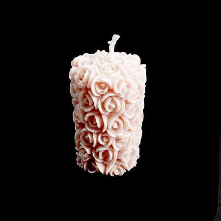 Свеча фигурная Свадебная Цилиндр из роз коралловый 4,5х7см 