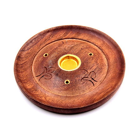 Подставка под благовония Тарелочка из дерева с резьбой 10см