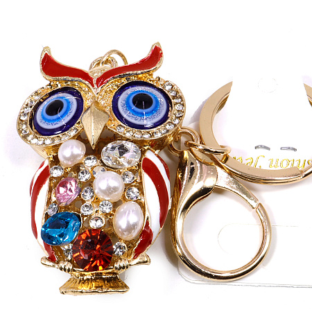 Оберег брелок Сова со стразами символ процветания через мудрость и удачу 13см