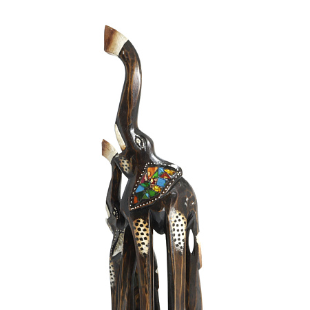 Фигурка из дерева Пара Слонов хобот вверх - добрая удача дерево Албезия 50cm 