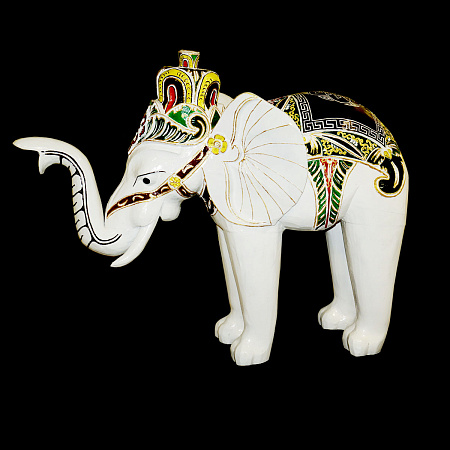 Скульптура дерево Слон Gold-White 88см-100см дерево Суар