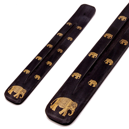 Подставка под благовония Лыжа Золотой Слон дерево уп 10шт Черные Золотой Слон 25см