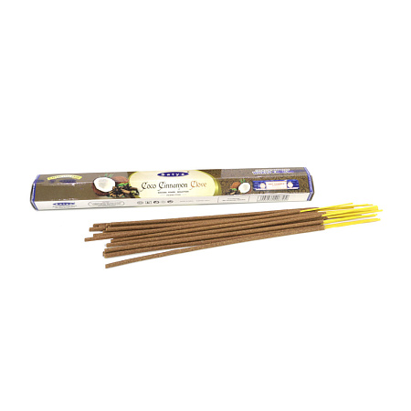 Благовония Satya Hexa Coco Cinnamon Clove Кокос-Корица-Гвоздика аромапалочки уп-6шт SH-CCC