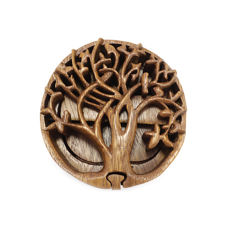 Шкатулка с секретом Дерево Жизни 5,5см-9,5см из ценных пород дерева Тик