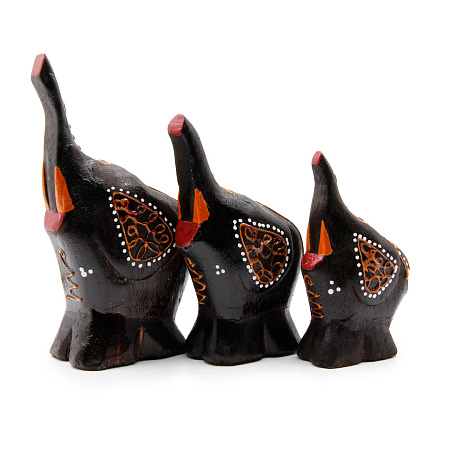 Фигурка из дерева НЕКОНДИЦИЯ Набор Слоников хобот вверх добрая удача 15см 12см 10см