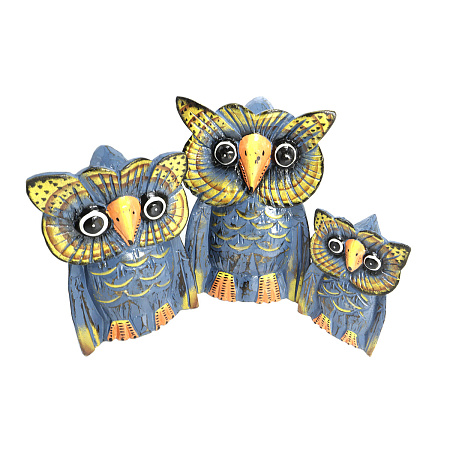 Статуэтка Три совы HOK-OW-07 дерево албезия 25см-20см 15см символ благополучия и процветания в семье