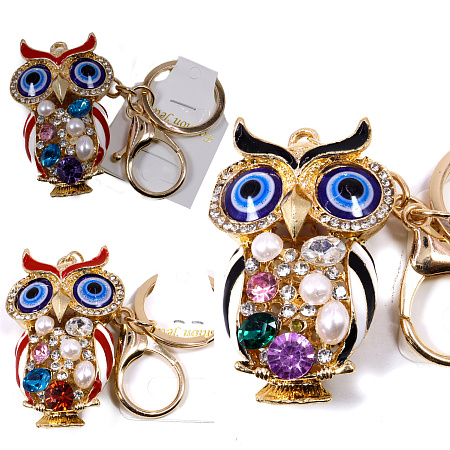 Оберег брелок Сова со стразами символ процветания через мудрость и удачу 13см