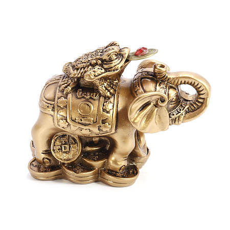 Жаба богатства на слонике KBL-65U символ финансового благополучия и карьерного роста 6см-8см УЦЕНКА