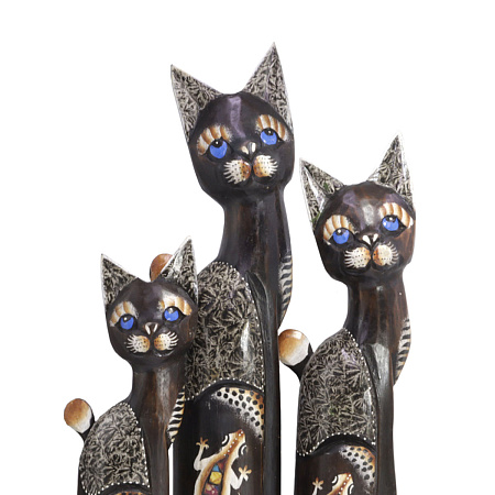 Статуэтки из дерева Набор Кошек 3 в 1 HOK-K50-05 50см 40см 30cм Оберег Удача в дом