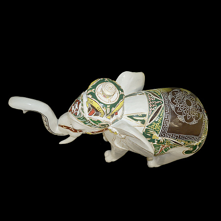 Скульптура дерево Слон Gold-White 88см-100см дерево Суар