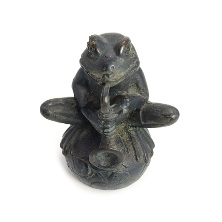 Статуэтка Жаба на камне с волшебной палочкой символ исполнения желаний 11,5см металл